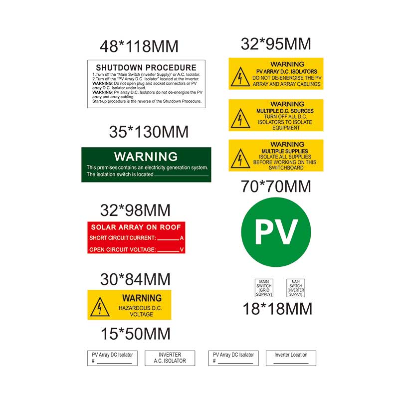 UV stable ABS Solar Label Kit