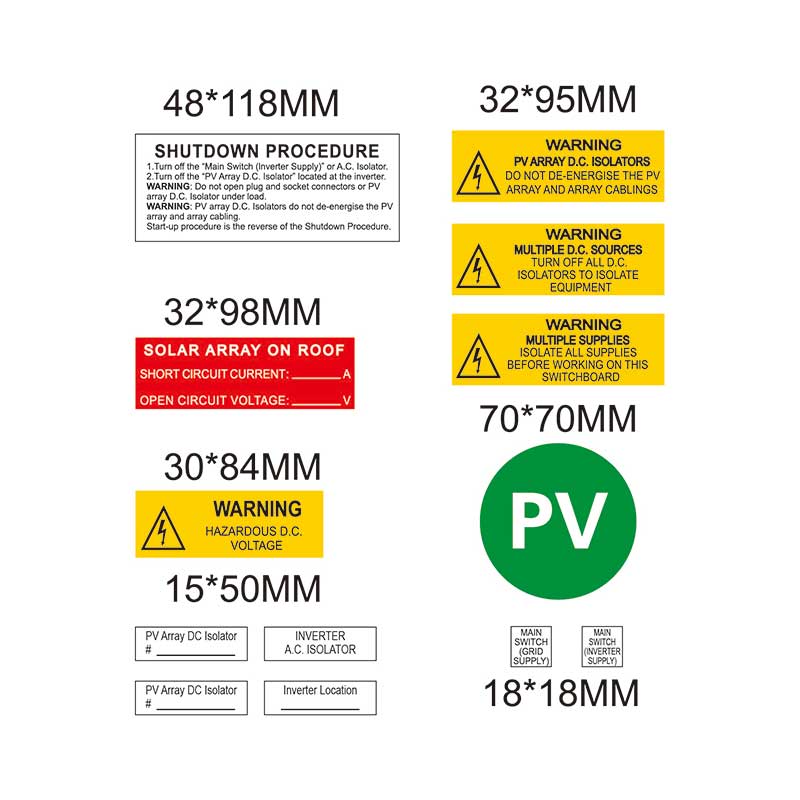 UV stable ABS Solar Label Kit