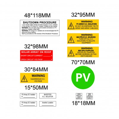 UV stable ABS Solar Label Kit